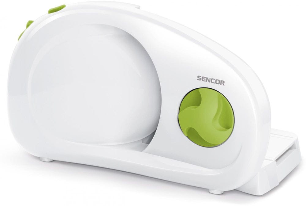 Elektrický kuchyňský kráječ Sencor Sfs 1001GR nastavení řezu 1-15 mm, 100 W
