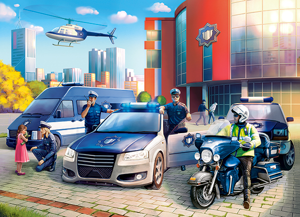 

Puzzle 100 Auto Motor Helikopter Policja 6+ Castor