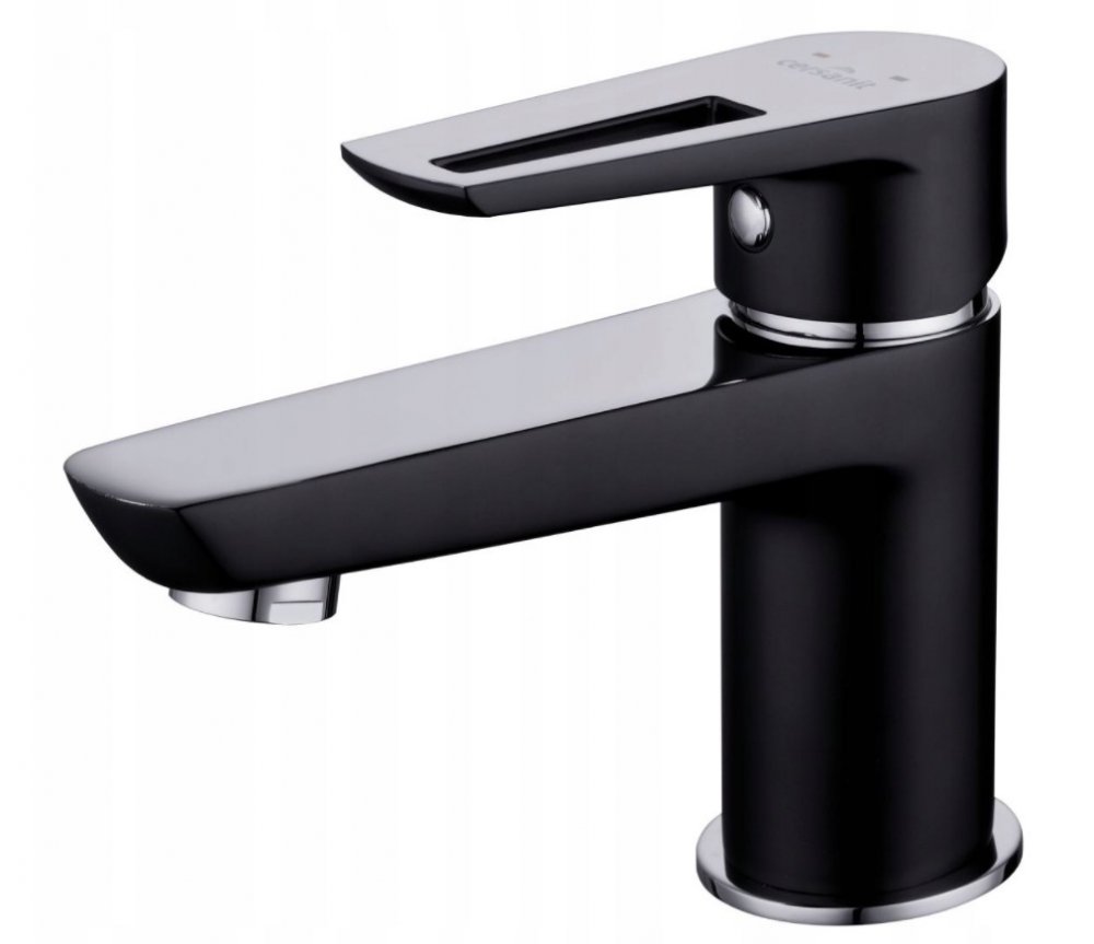 Umyvadlová stojánková baterie Cersanit Mille chrom-černá S951-048 zátka