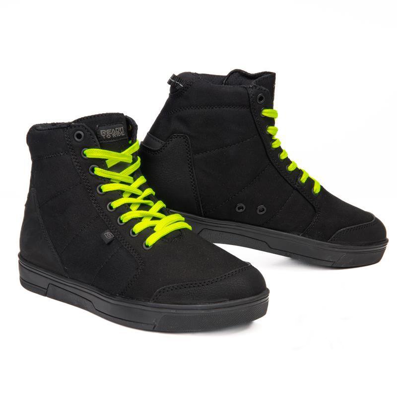 Motocyklové Topánky Ozone Town Čierne Fluo Žlté Mestské Krátke Pánske