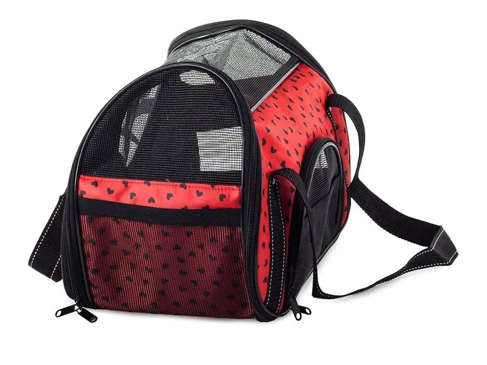 Levně Přepravka pro psa Przyjaciele odstíny červené L/XL 23 cm x 41 cm 27 cm
