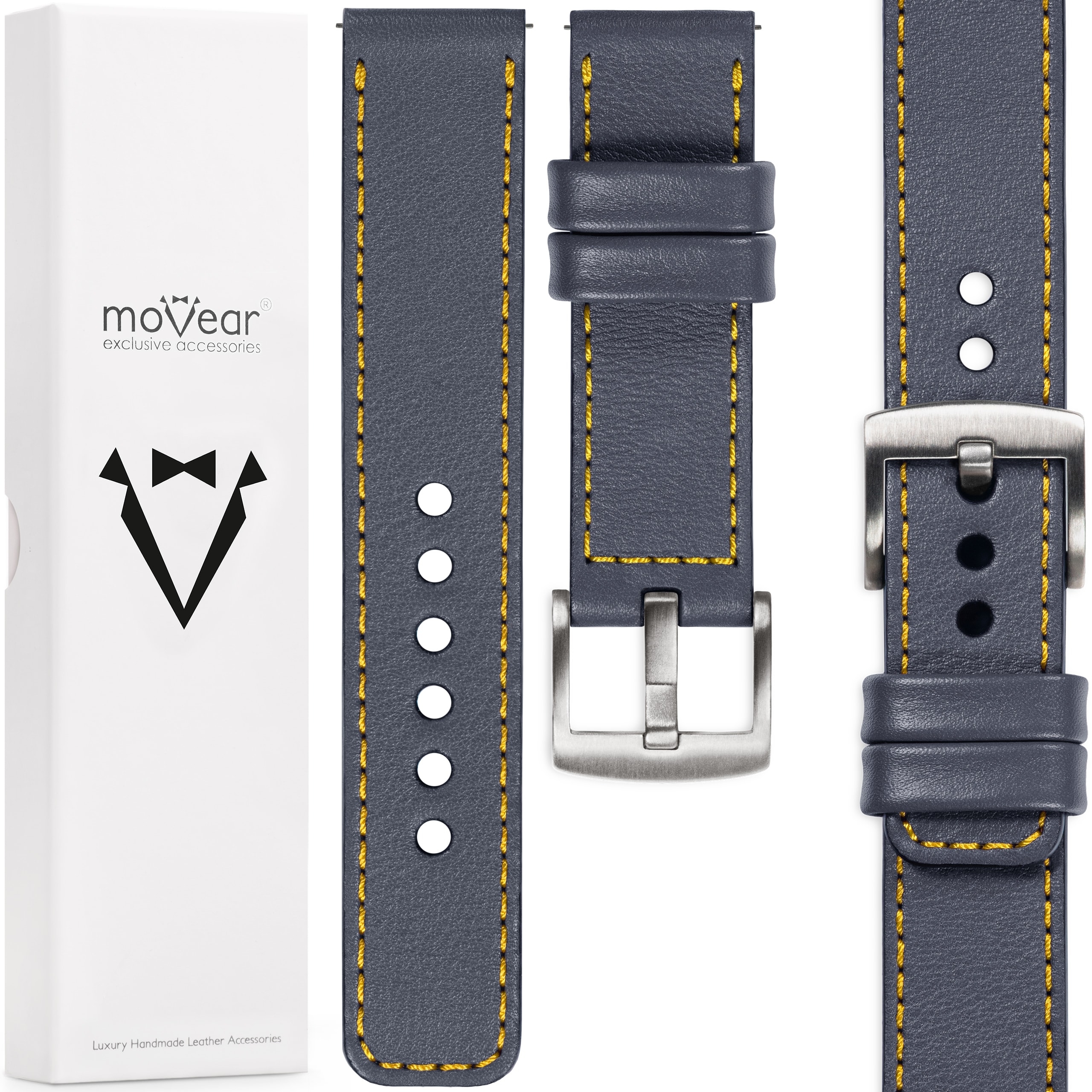 Pásek 18 mm premium k hodinkám elegantní Italská kůže Šedá ocelová