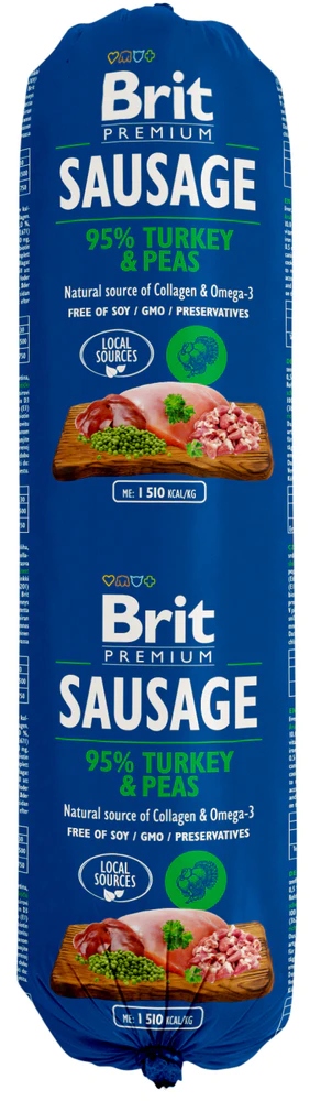 Levně Brit Sausage Turkey &amp; Peas 12 x 800 g