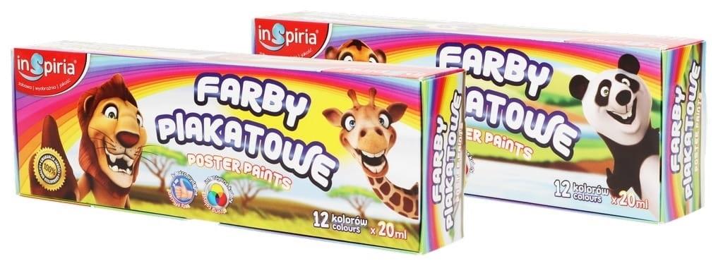 farby 12 kolorów plakatowe 20ml INSPIRIA — 4