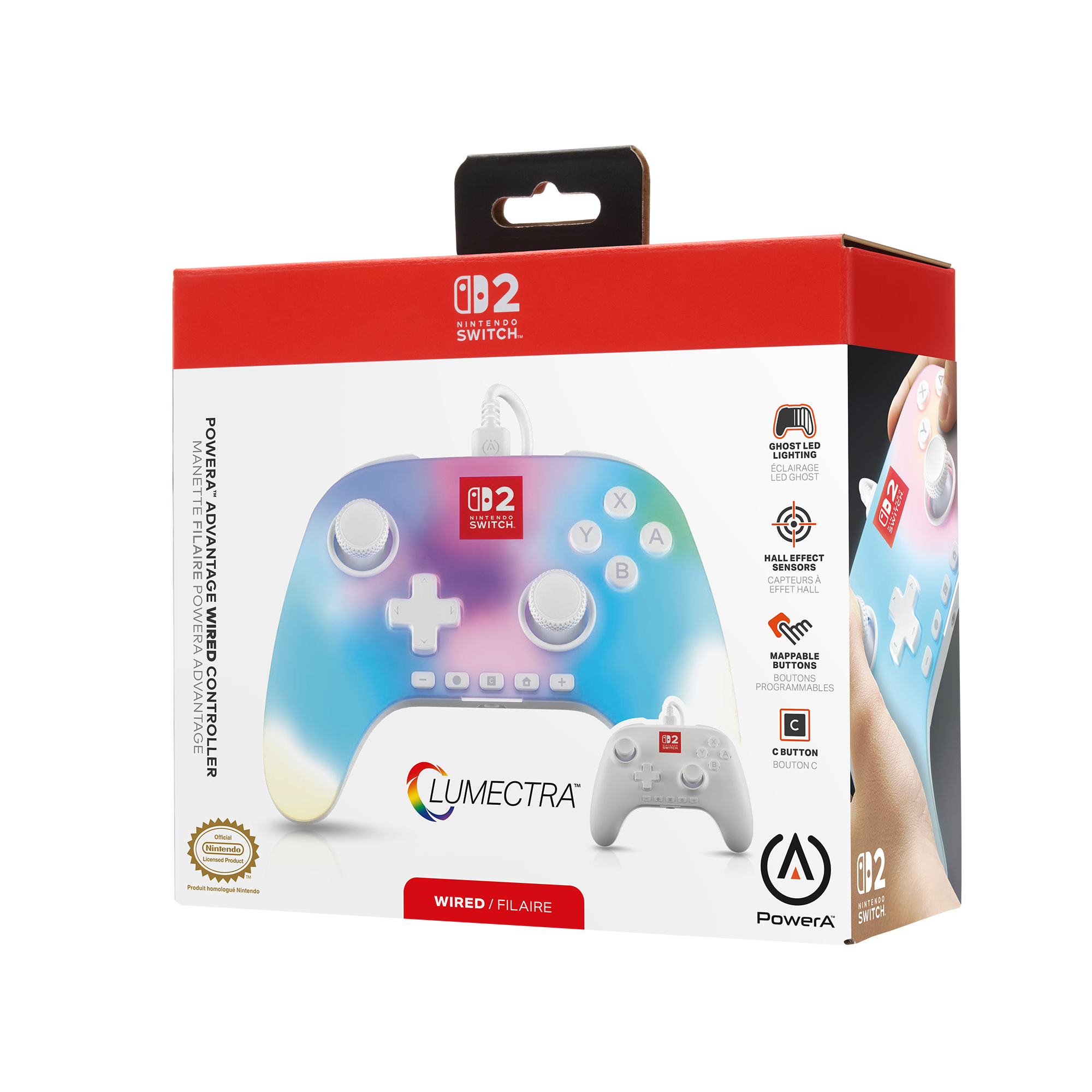 PowerA SWITCH2 Pad przewodowy Advantage Lumectra biały