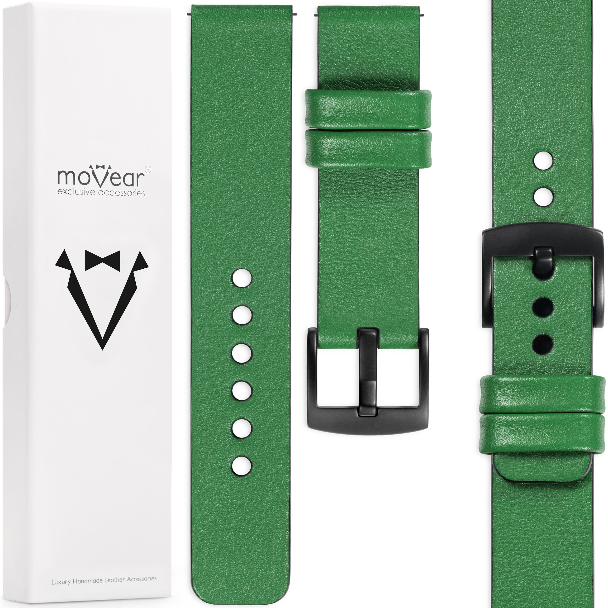 Exkluzivní 20mm Kožený opasek pro prémiové hodinky Polský Green