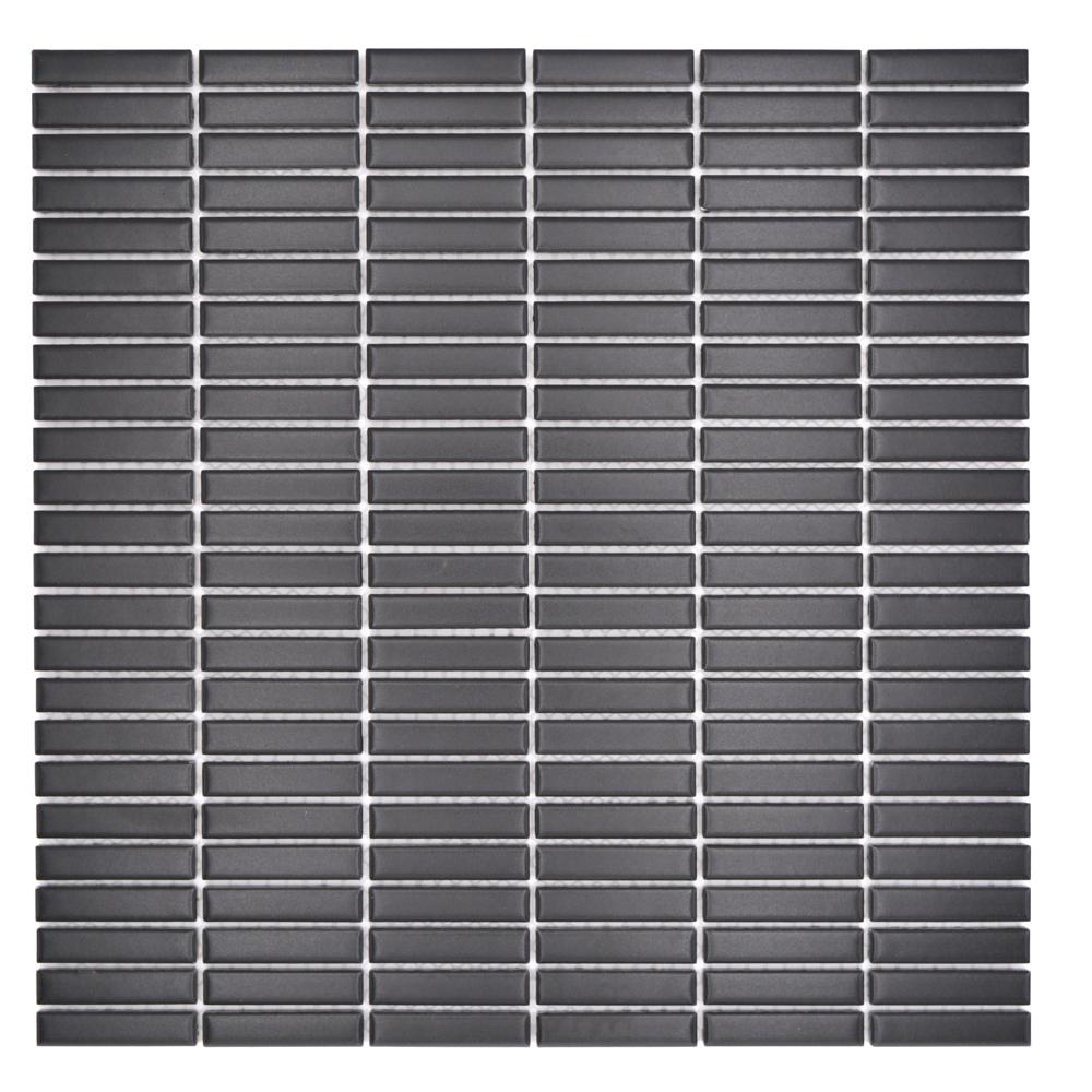 Mozaika-plaster: AL 10486, paski, prostokącik, czarny, mat