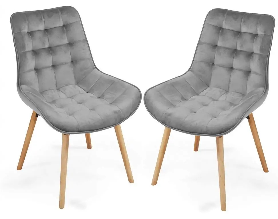 Stoličky do jedálne 2 ks Scandinavia, drevo, sivý zamat Miadomodo