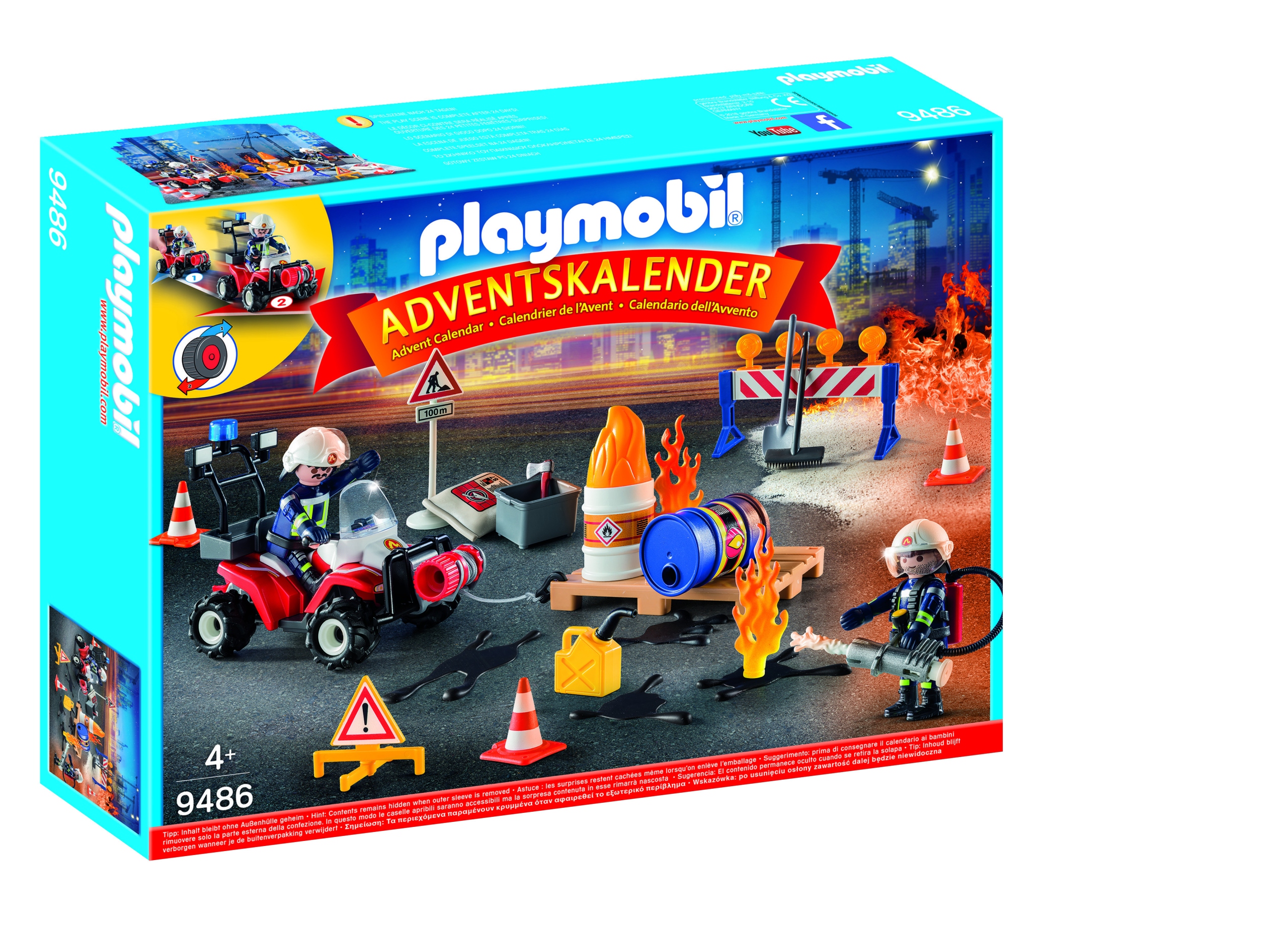 Адвент-календарь Playmobil 9486 Пожарные, фигурки и машина, 76 деталей, от 4 лет — фото 8