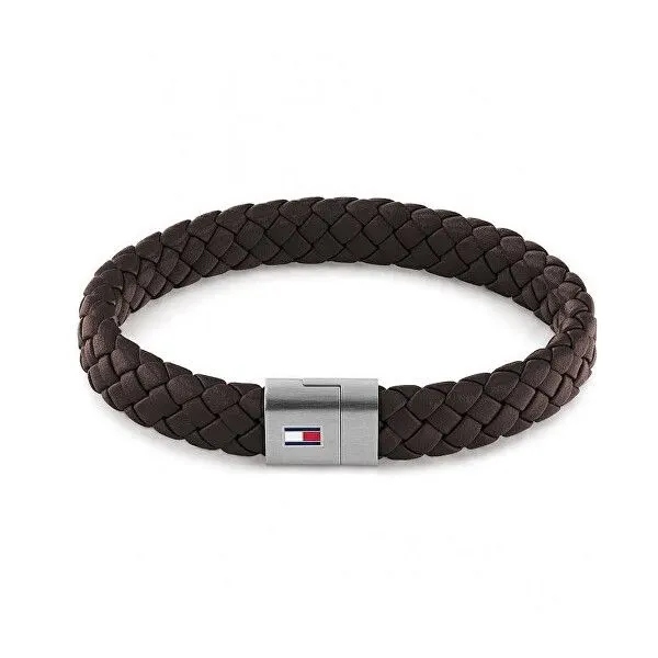 Hnědý kožený náramek pro muže Tommy Hilfiger s kovovým zapínáním 2790