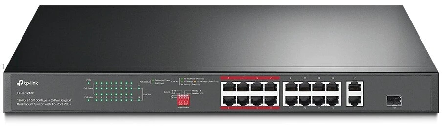 TP-Link TL-SL1218P 16xFE Poe+ 150W 2xGb nonPOE, 1xSFP Cctv switch Tl…