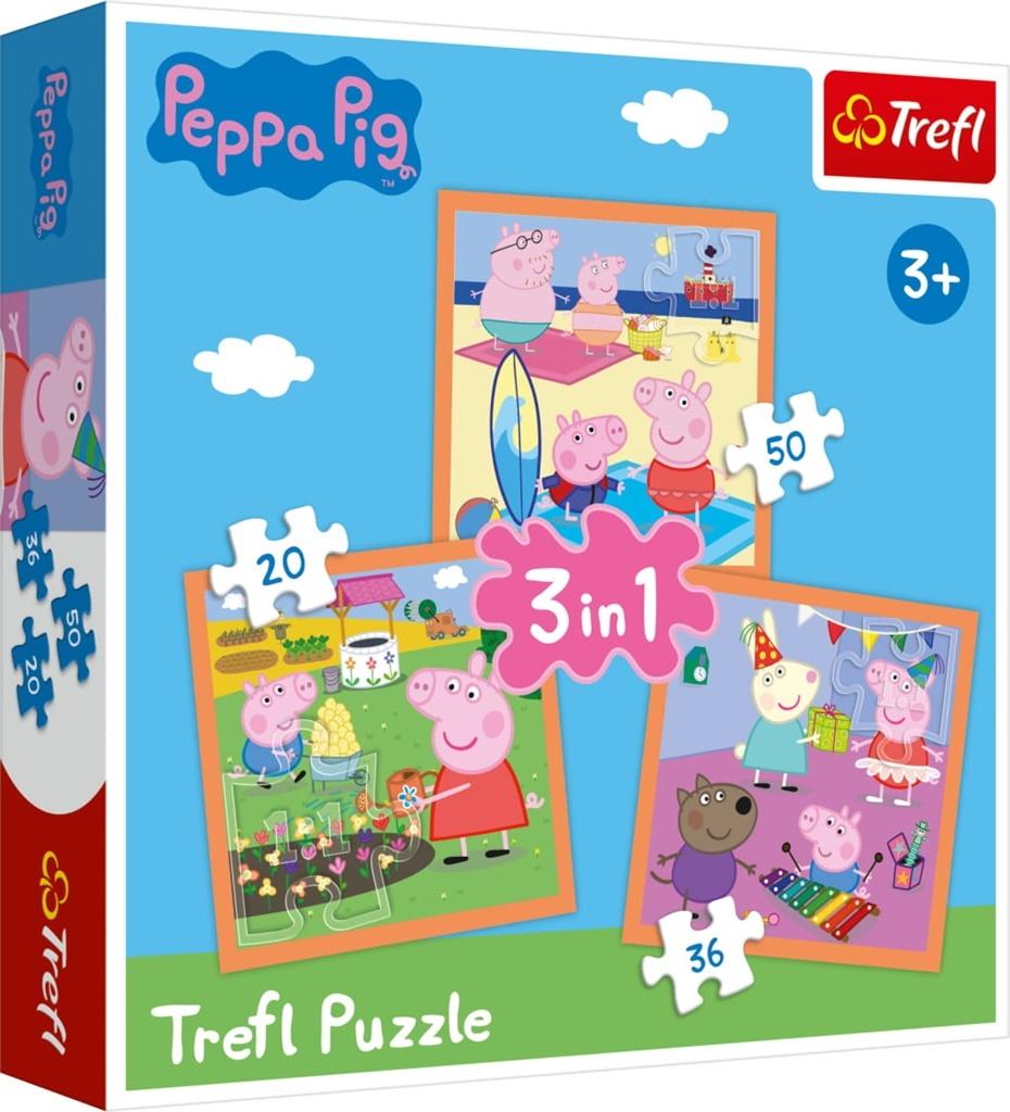 

34852-PUZZLE 3W1 Trefl Świnka Peppa 3+