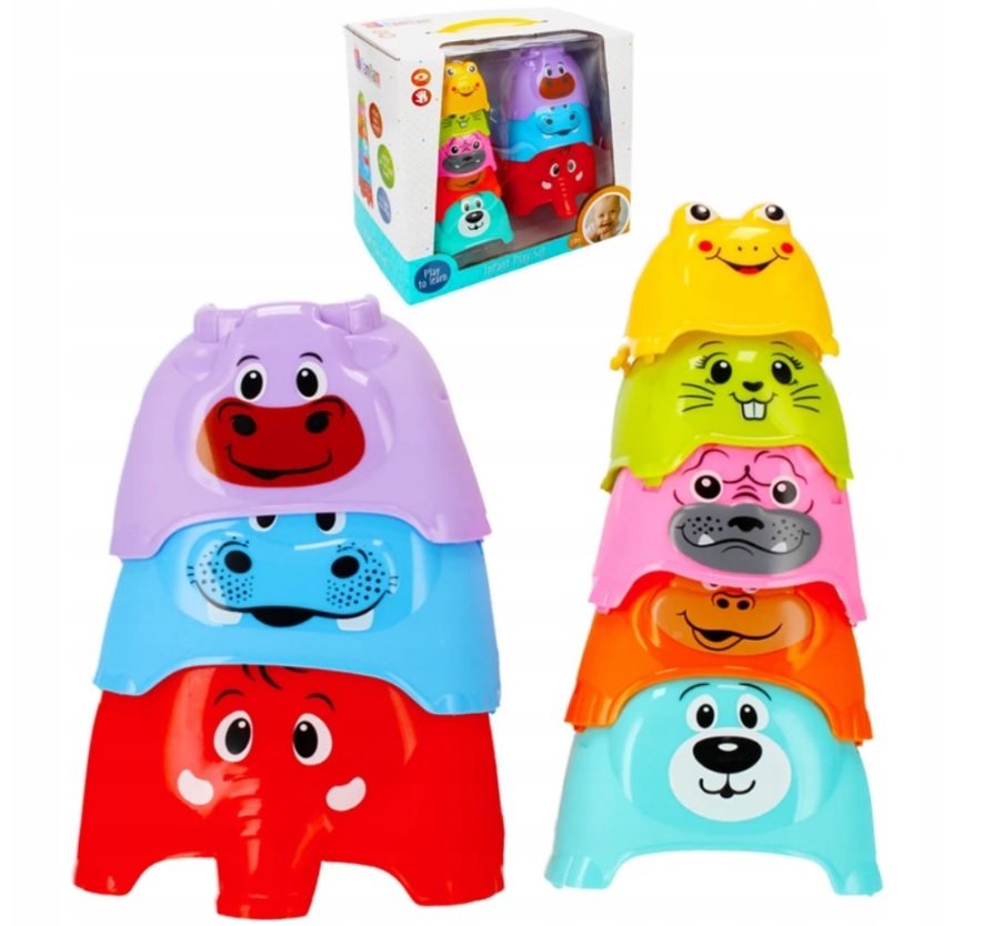 ZABAWKA DLA MALUSZKA KOLOROWE KUBECZKI DO UKŁADANIA UKŁADANKA LOGICZNA Wysokość produktu 23 cm