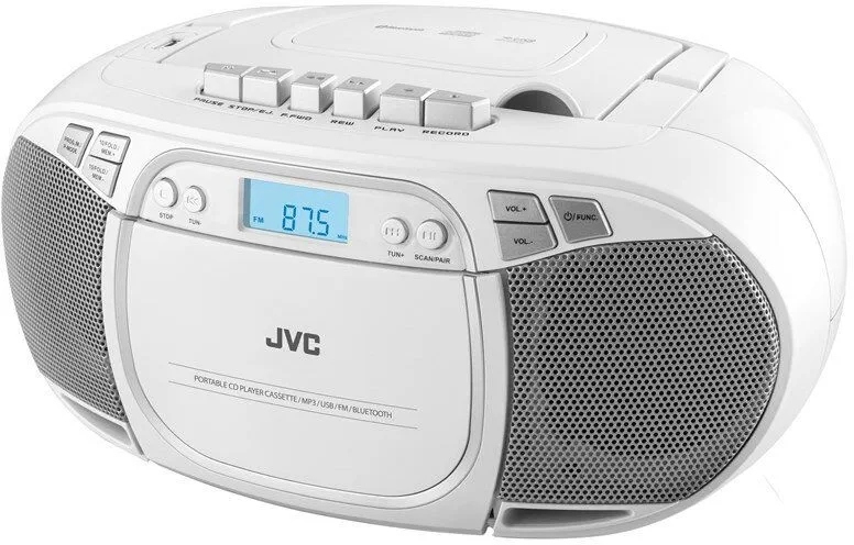CD prehrávač Jvc Boombox RC-E451W biely Aux Usb MP3 Fm Bluetooth