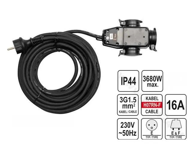 Elektrický Predlžovač 20 M Náradia Dielňa YT-81162 Náradie