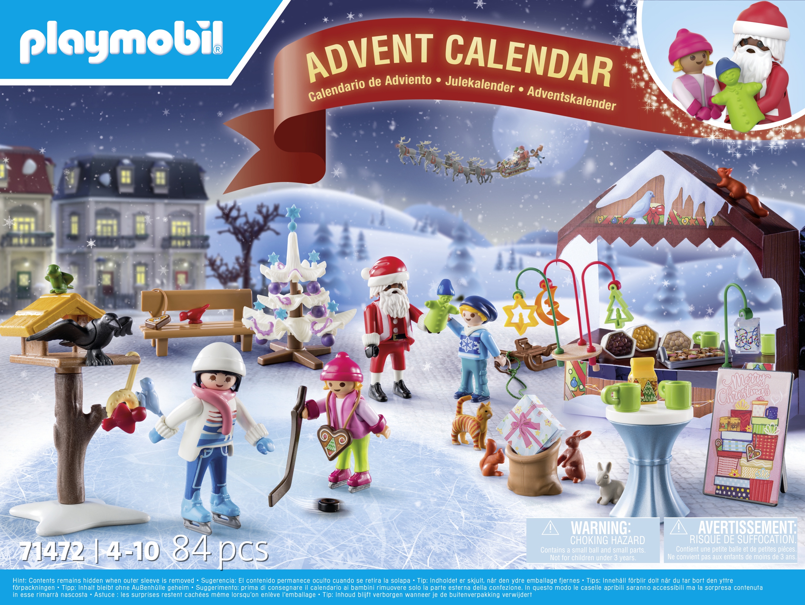 Адвент-календарь Playmobil 71472 Рождественская ярмарка, фигурки, прилавок и ёлка, от 4 лет — фото 3
