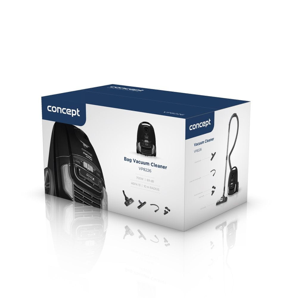 Odkurzacz workowy Concept VP8226 2+3=5lat gwarancji 700W +2kpl worków Rodzaj odkurzacza workowy