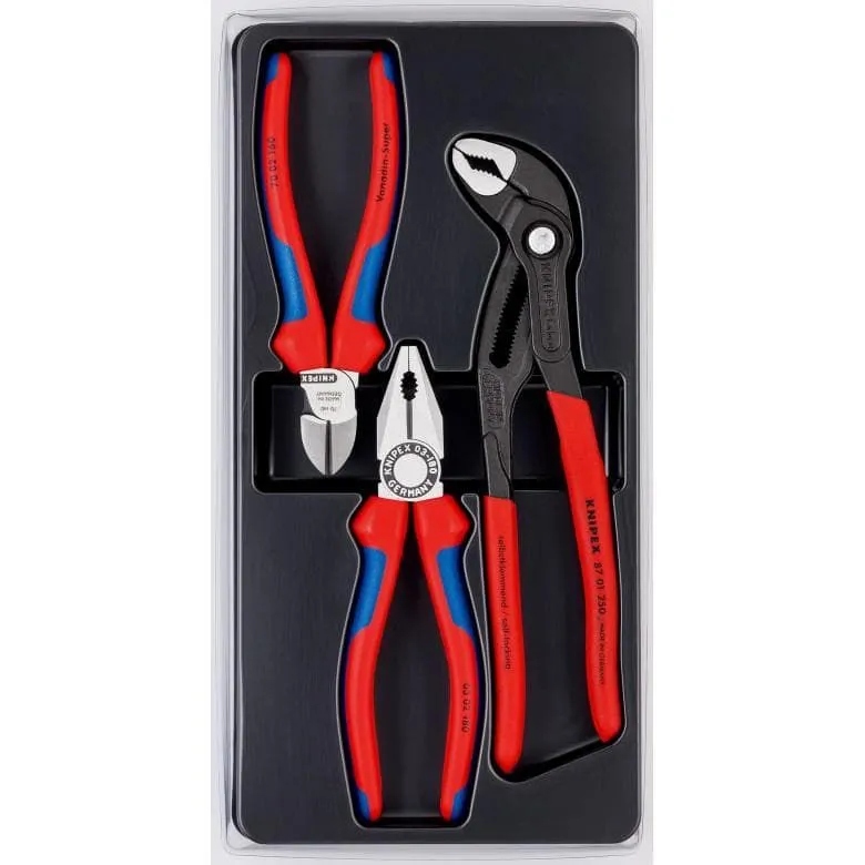Kleště kombinované, štípací a instalatérské (siko), sada 3 ks Knipex 00 2