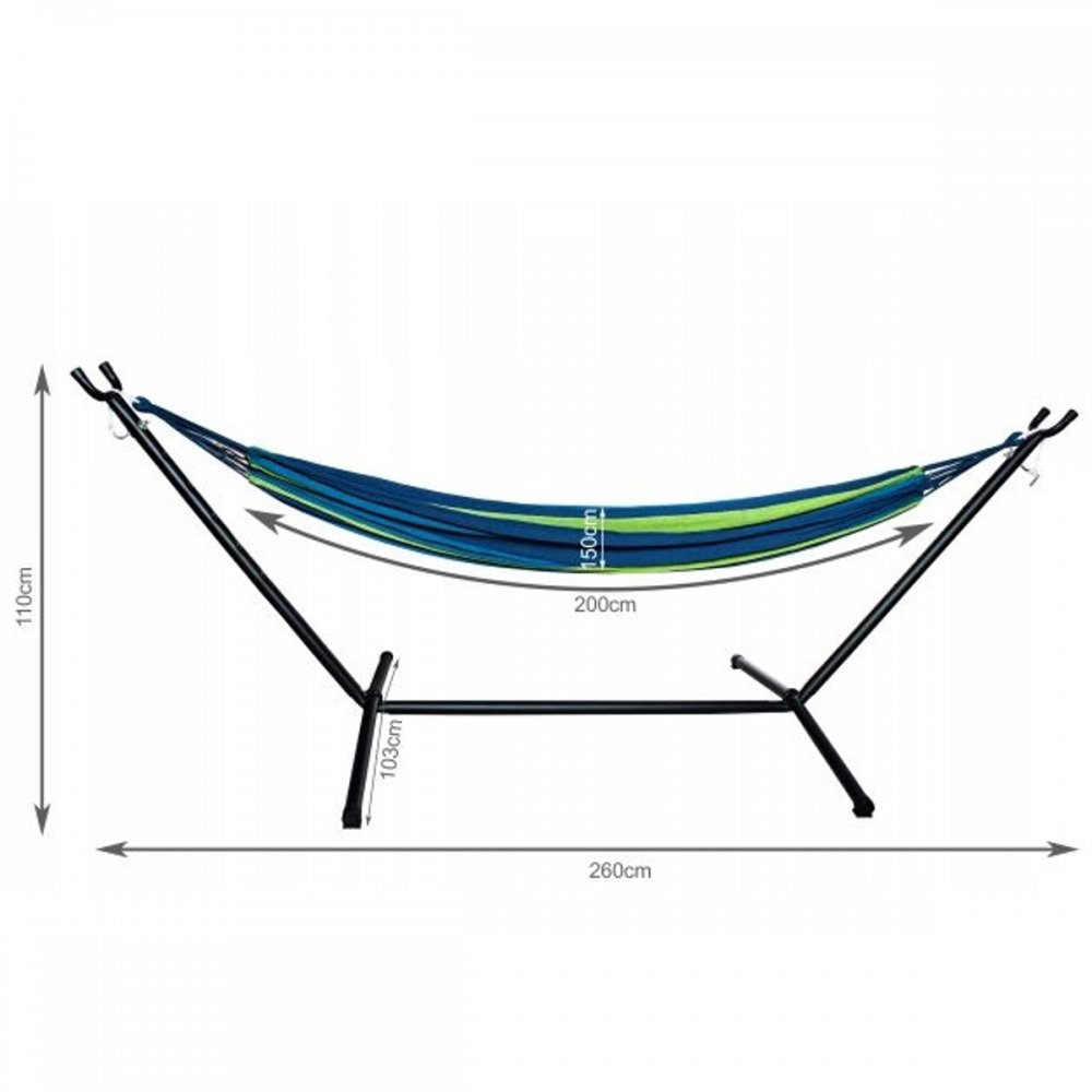 HAMAK 2-Osobowy OGRODOWY SOLIDNY ZE STALOWYM STELAŻEM 260 x 150 cm Materiał stelaża metal