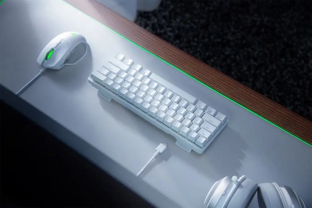 RAZER Klawiatura Gamingowa Przewodowa Huntsman Min Linear Optical Switch Mercury, Biała — 14