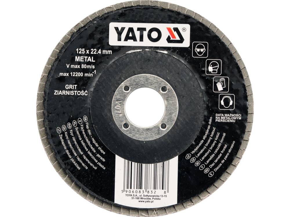 Ściernica Listkowa Płaska 125mm P80 Yato YT-83274