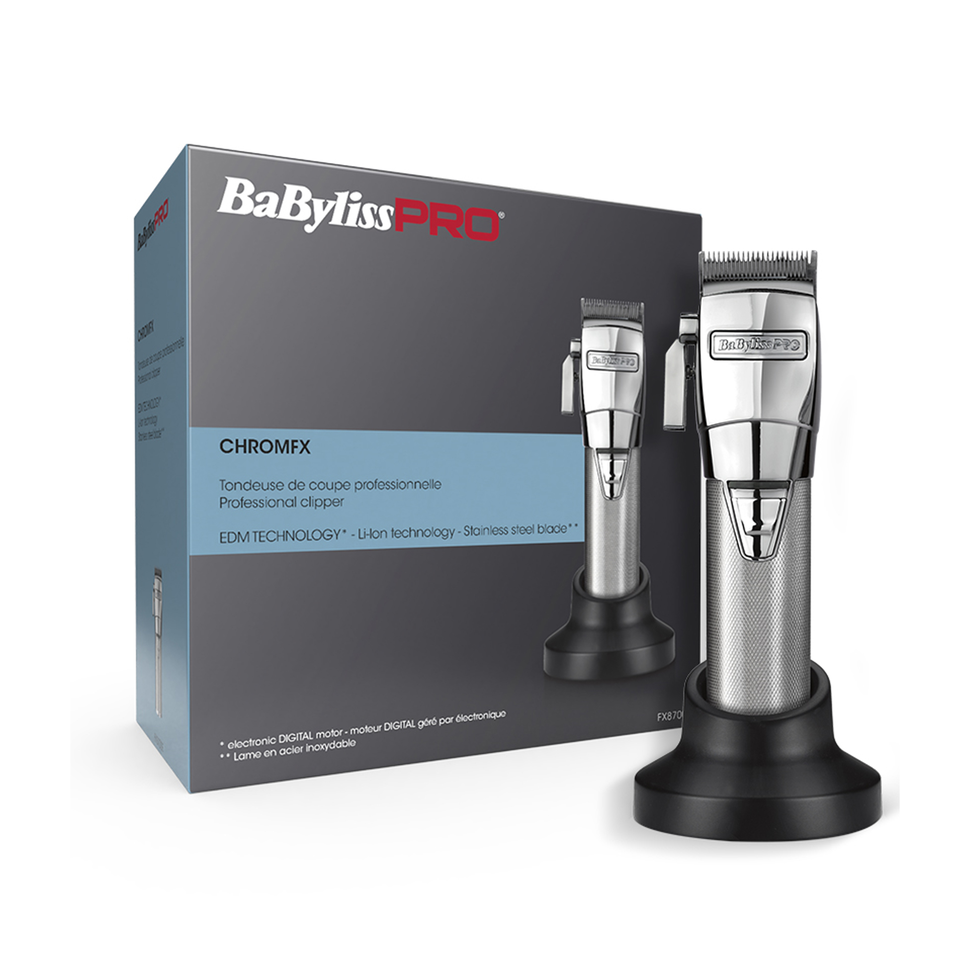 BaByliss Pro FX8700E Chrom Fx bezdrátový kovový strojek na vlasy