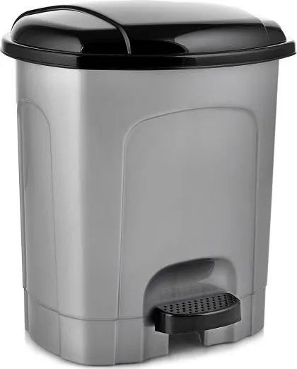 Levně Plastový odpadkový koš s pedálem, šedý, 21 l