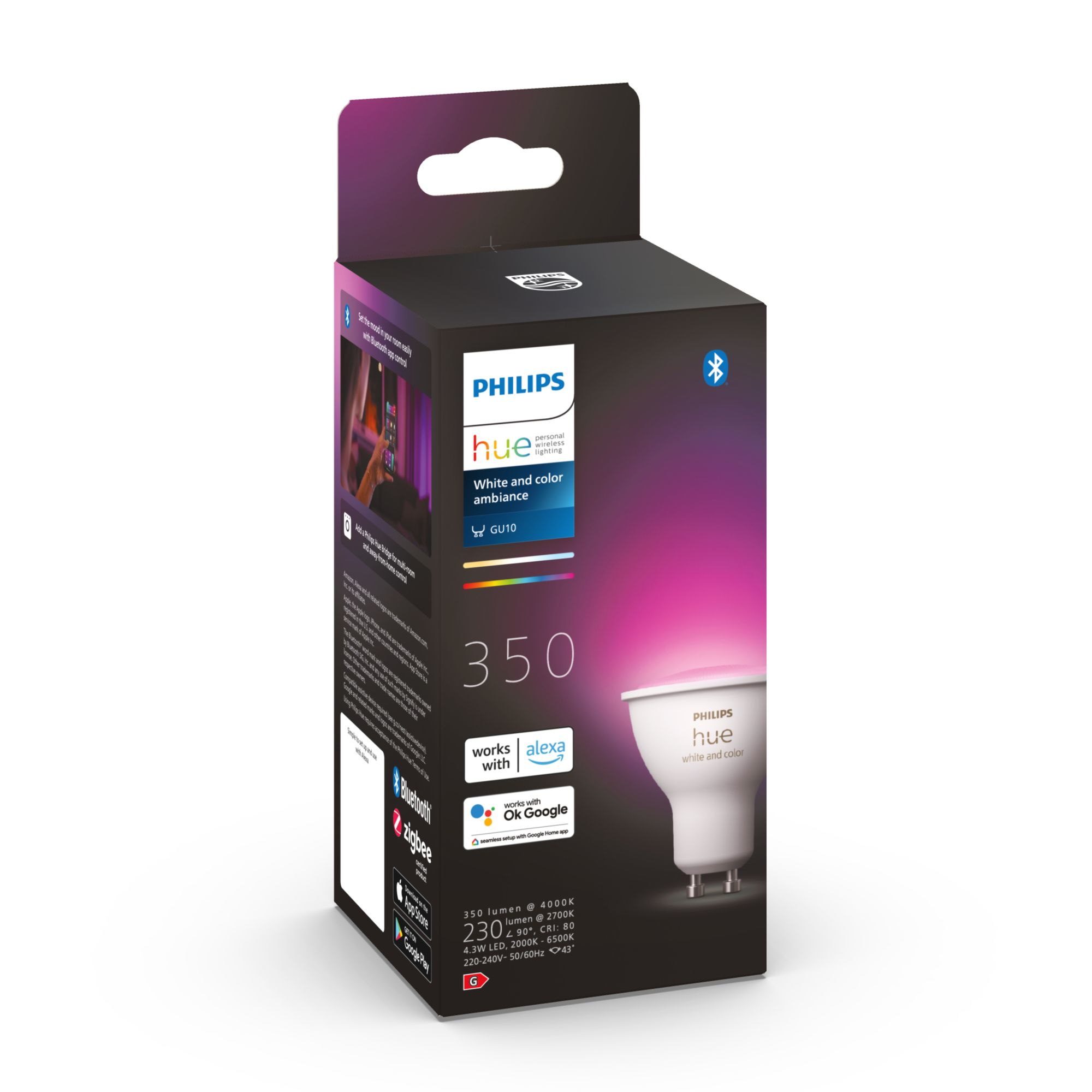 PHILIPS Hue White Color Ambiance GU10 LED 350lm Smart Żarówka RGB — miniatura 11