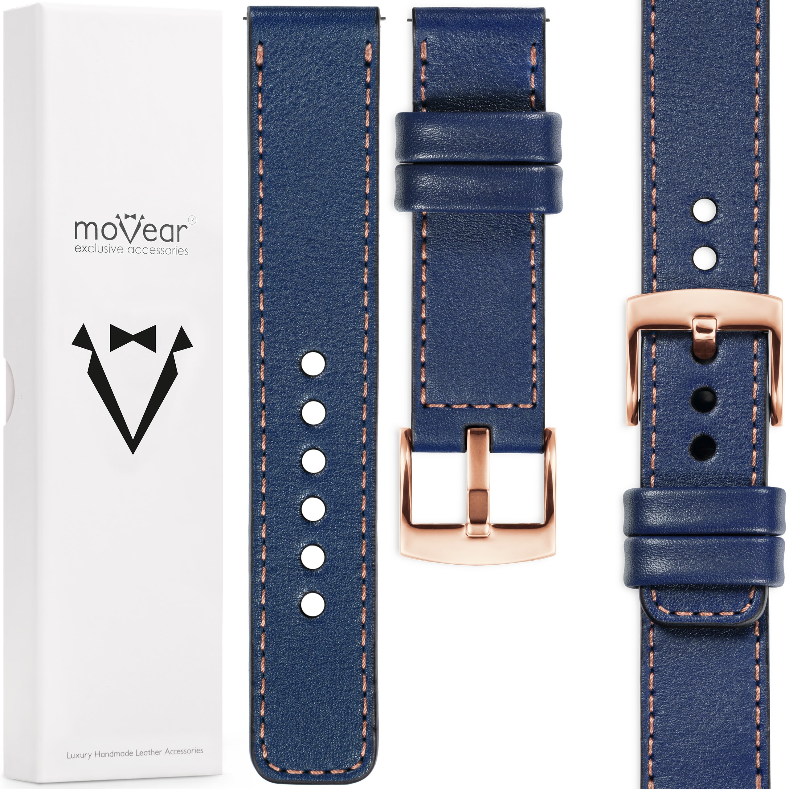 Řemínek 20 mm exkluzivní pro prémiové ruční hodinky Movear, tmavě modrý
