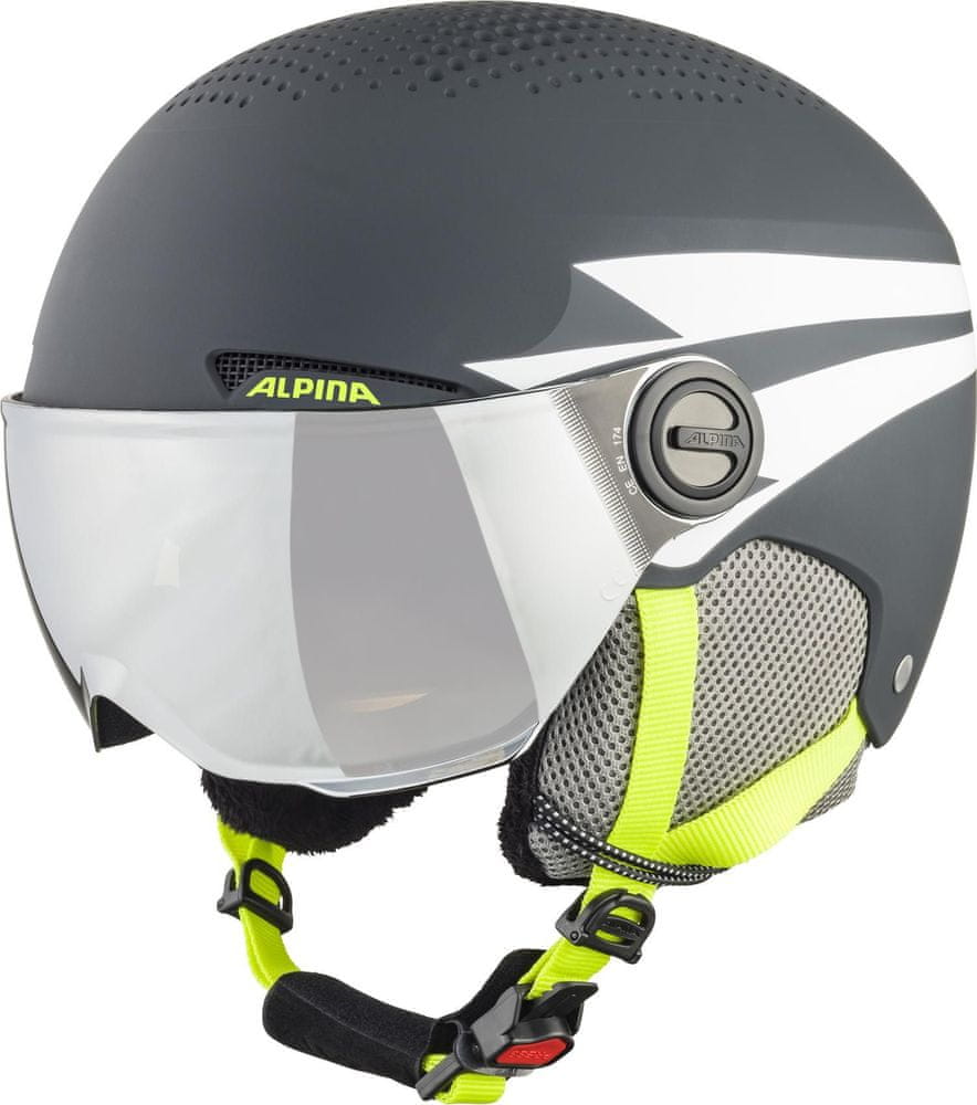 Lyžařská přilba Alpina Zupo Visor Charcoal-Neon Matt 51-55 cm