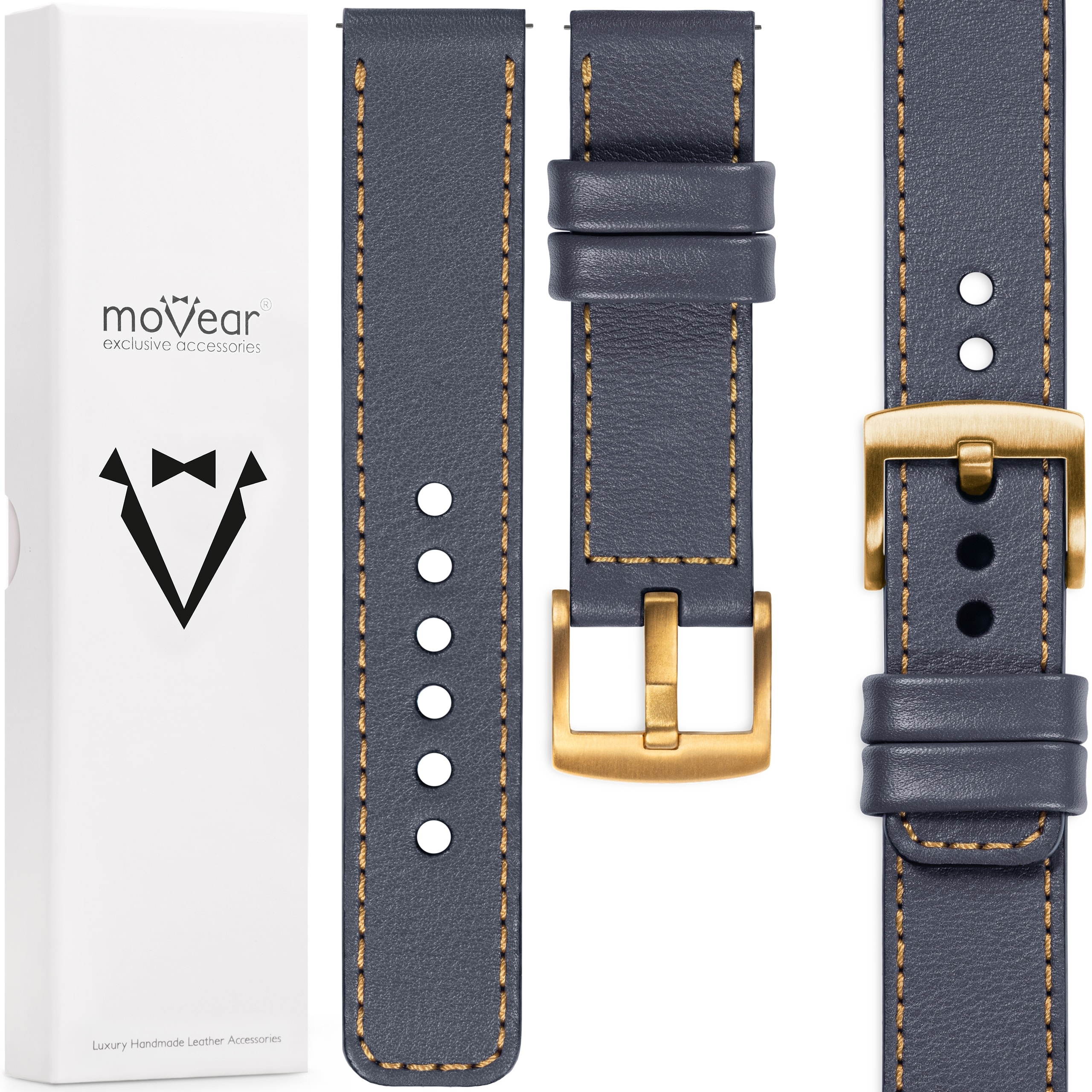 Exkluzivní řemínek 22 mm pro prémiové hodinky Polský Movear Šedý ocelový
