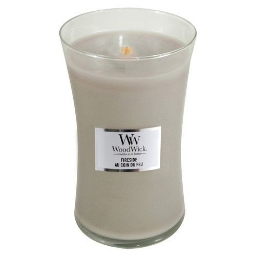 WoodWick sójová vonná svíčka Fireside s dřevěným knotem, velká, 610 g
