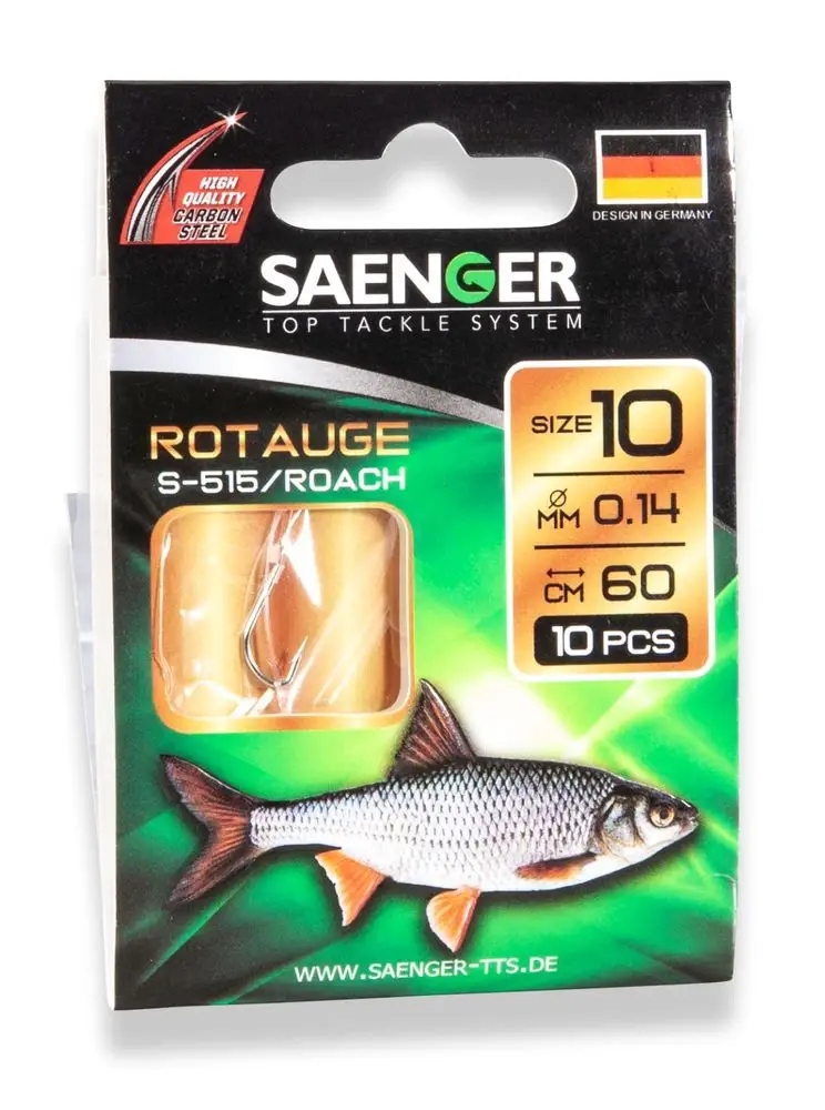 Saenger Gotowe Przypony Rotauge Rozmiar "10" 0,14mm/1,80kg/60cm 10szt/op
