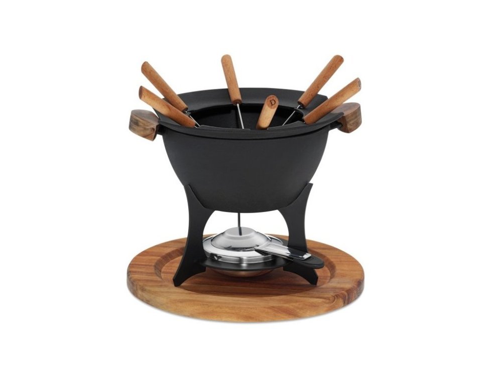 Fondue set Kela Kl 16644 Country 11-dílný litina dřevo