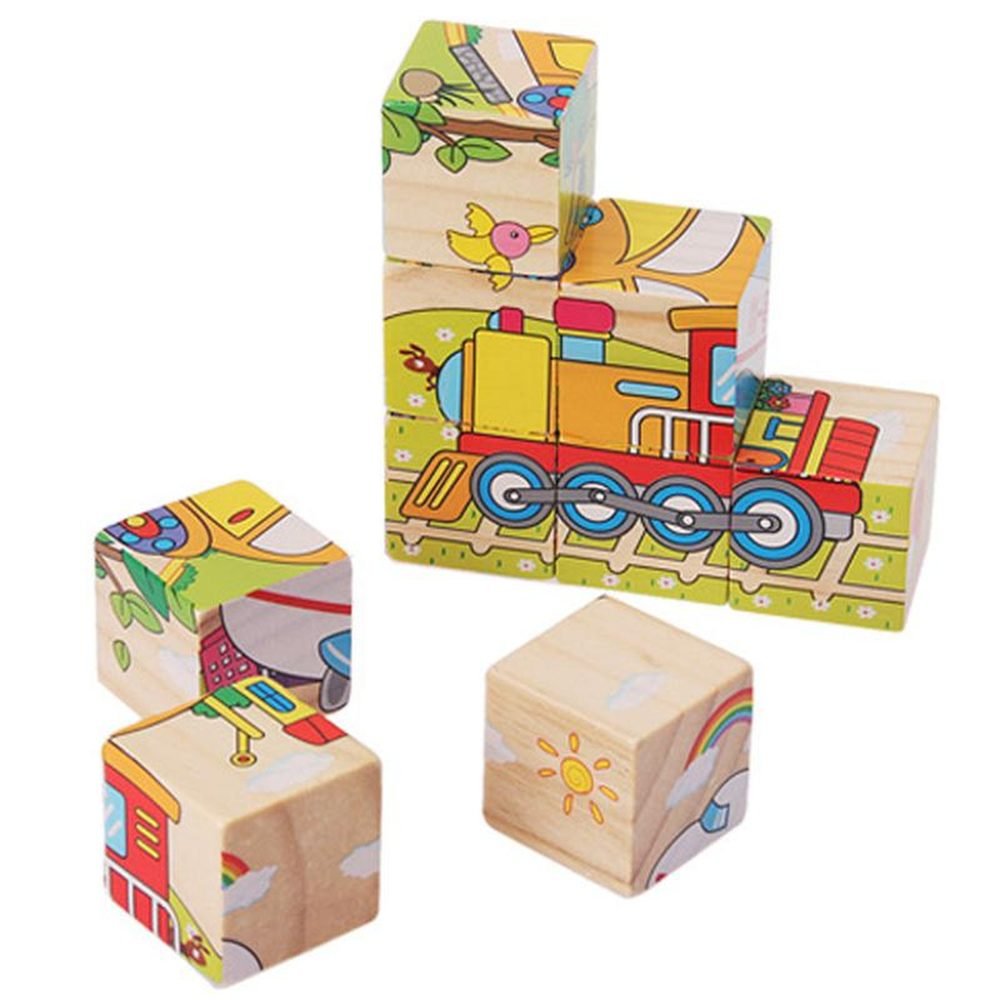 Klocki drewniane edukacyjne układanka Pojazdy 9el. EAN (GTIN) 5903039714472