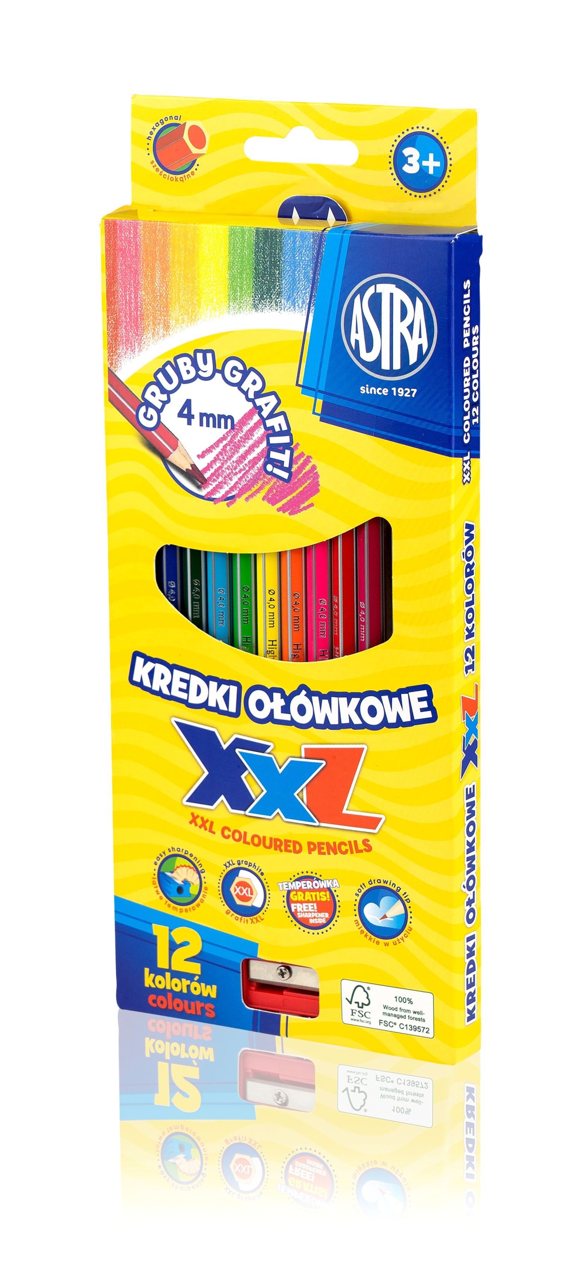 KREDKI OŁÓWKOWE HEXAGONALNE 12KOL XXL A'12 8146