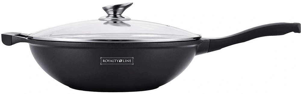 GŁĘBOKA PATELNIA indukcja marmurowa PATELNIA WOK Z POKRYWĄ duża 32cm ROYAL Kod producenta 5407004740270