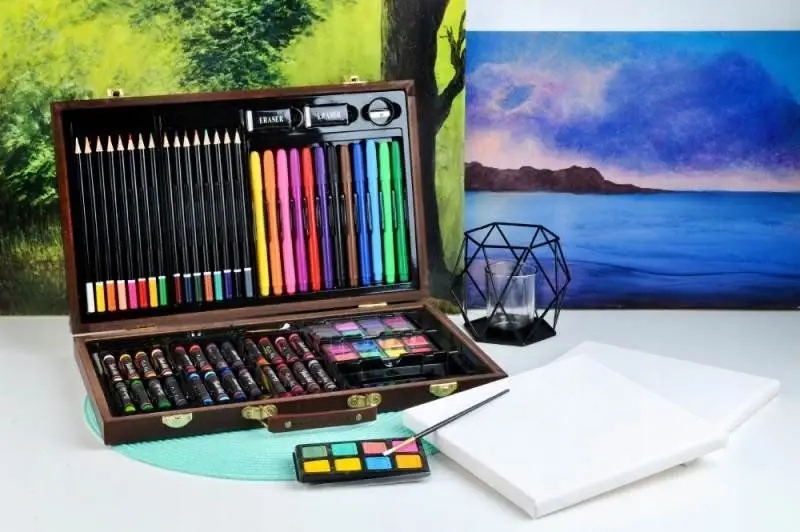 DUŻY Zestaw do Malowania Rysowania Walizka Farby Kredki Flamastry 81 szt. Kod producenta 365848-uniw