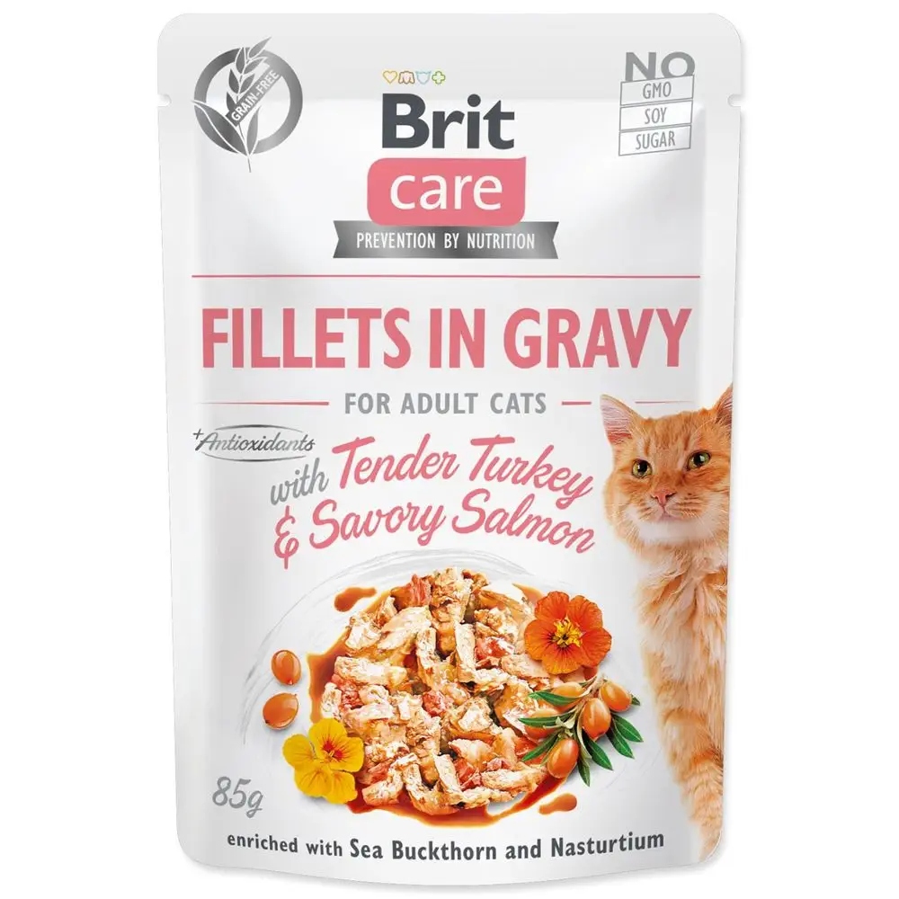 Levně 13X Brit Care Cat Fillets Gravy Krůta losos 85 g