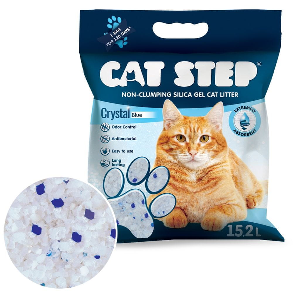 Levně Cat Step stelivo silikátové Crystal Blue 6,68 kg