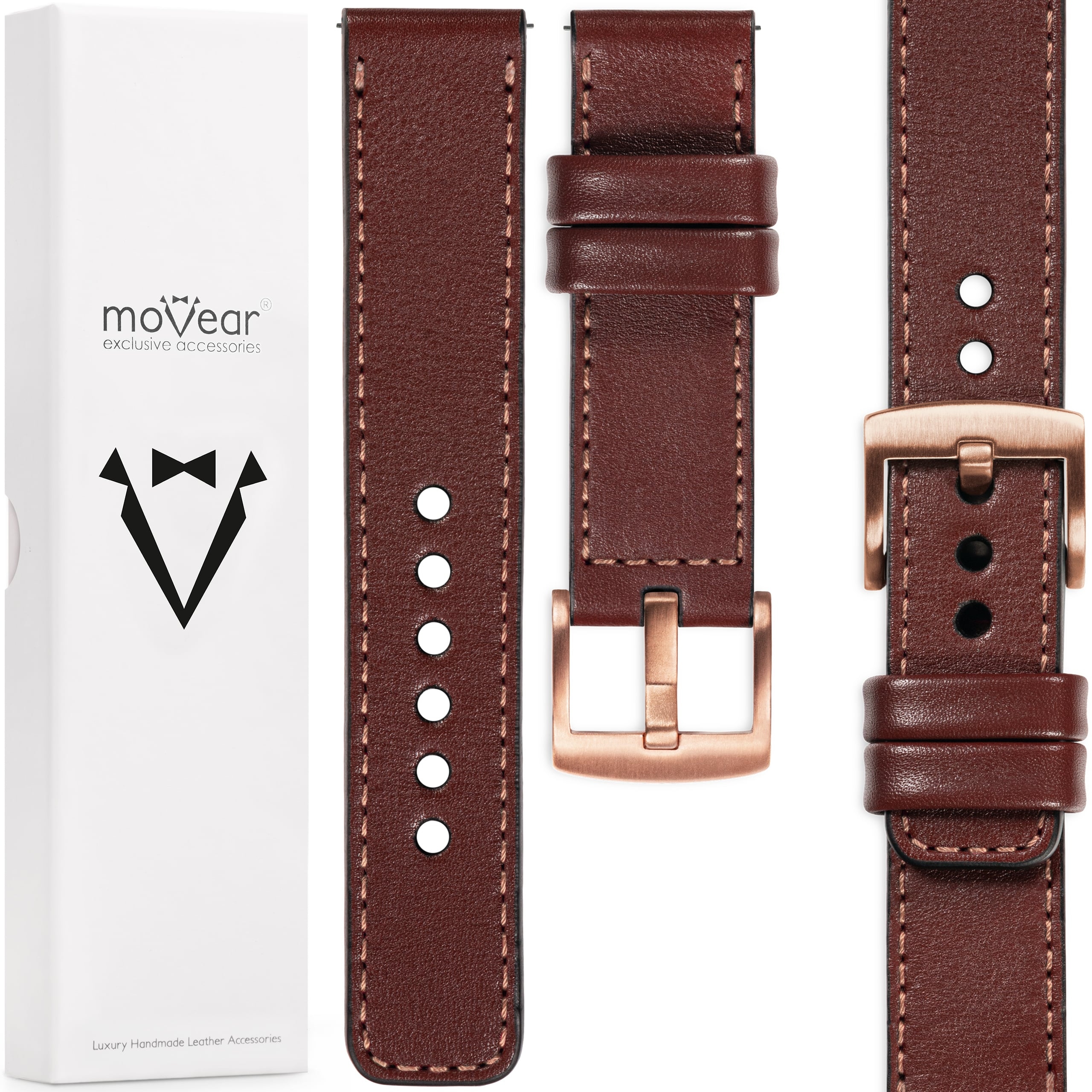 Exkluzivní Kožený opasek 24 mm pro Polský hodinky Movear , kaštanový