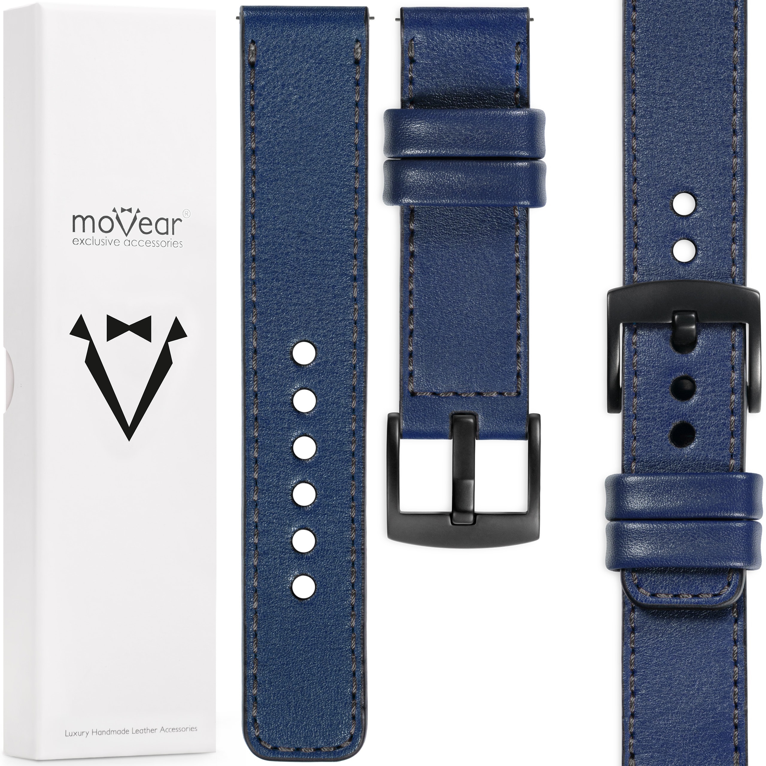 Exkluzivní řemínek 20 mm pro prémiové hodinky, elegantní, tmavě modrý