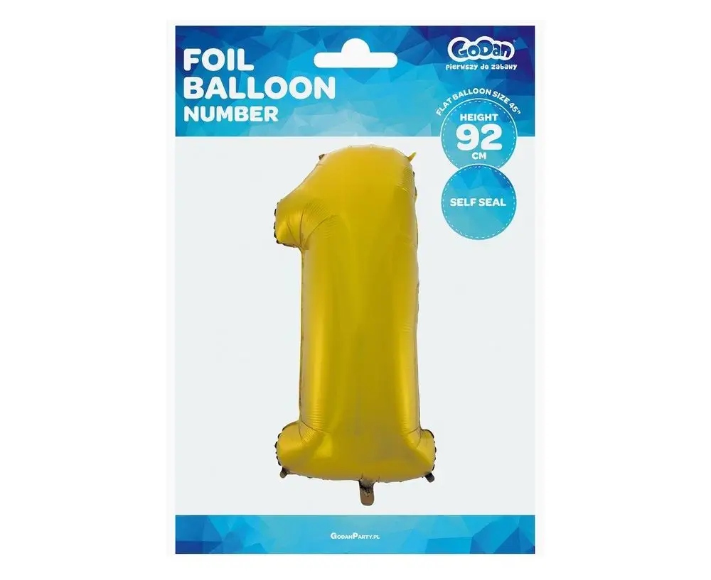 balon cyfra 1 złota  45'' 92cm |  HS-C45ZM1 — 6