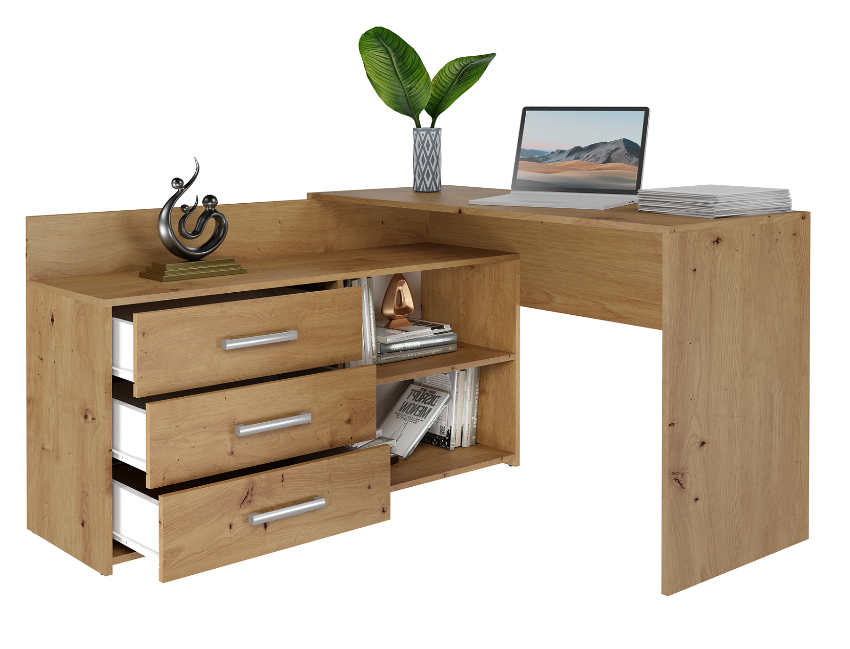 

Biurko Narożne Duże Komputerowe Dany Dąb Artisan