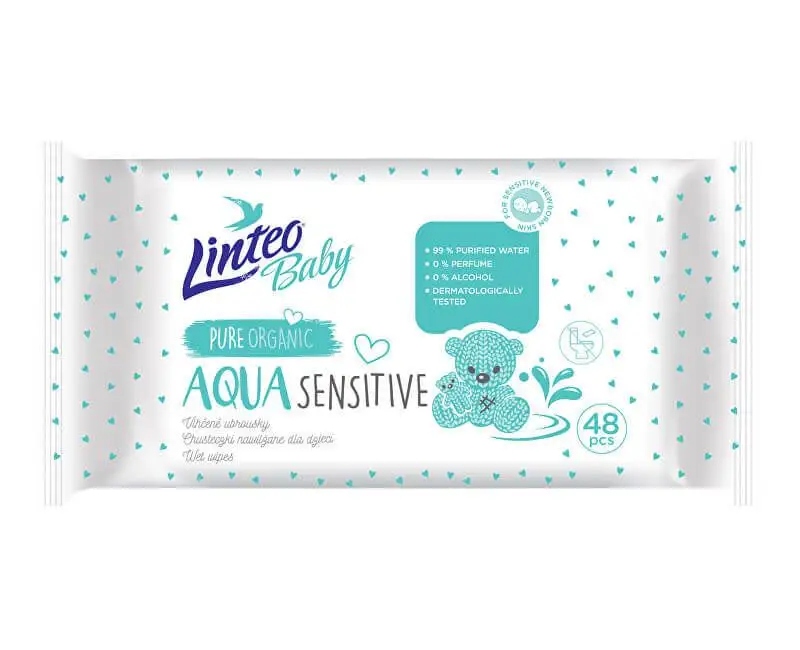LINTEO BABY Vlhčené ubrousky pro miminka AQUA SENSITIVE 48 ks