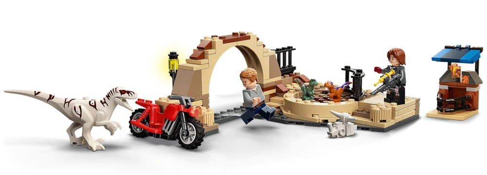 Lego JURRASIC WORLD Atrociraptor POŚCIG NA MOTORZE !! Wiek dziecka 6 lat +