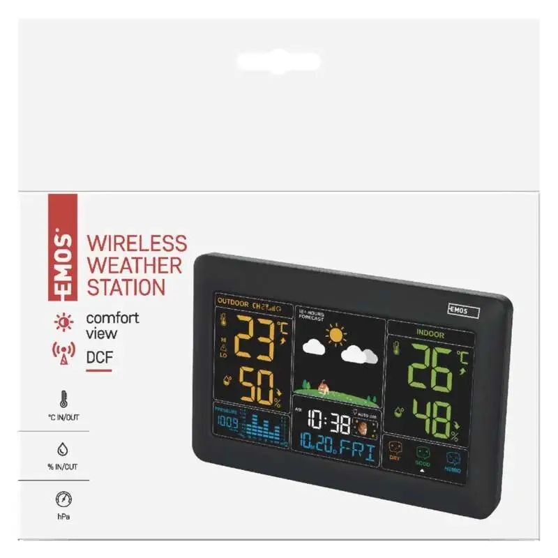 Stacja pogody pogodowa meteo domowa bezprzewodowa E0387 Zasięg czujnika 80 m