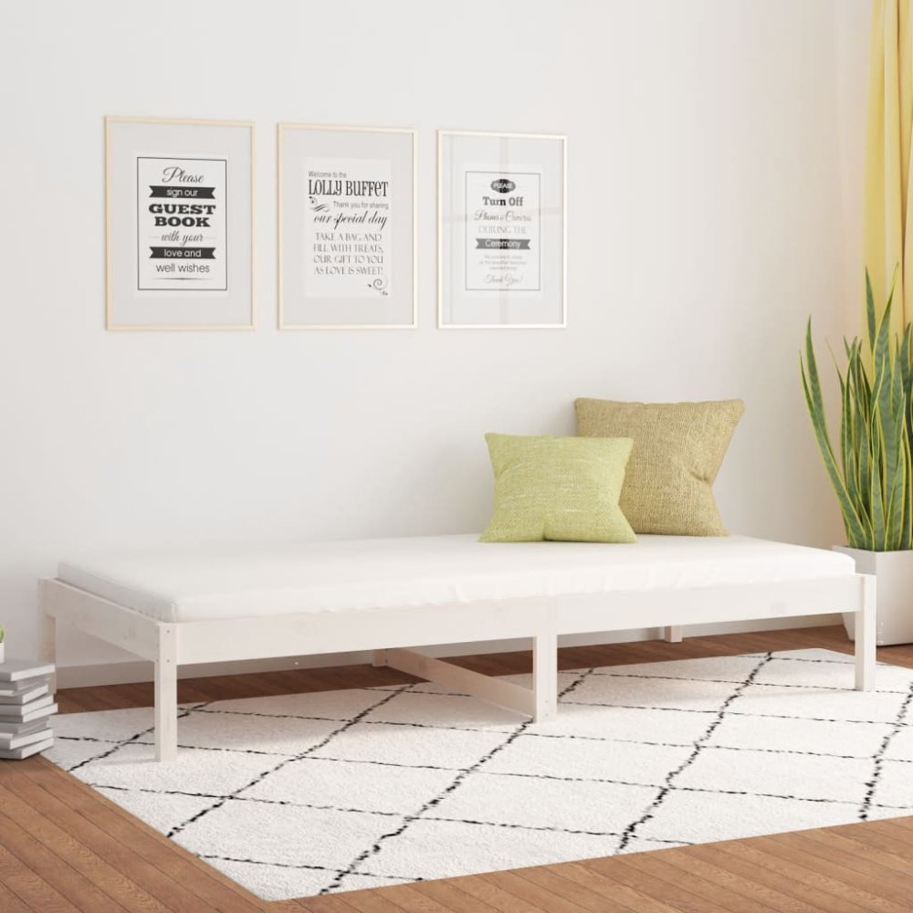 VidaXL Denní postel, bílá, 90x200 cm, masivní