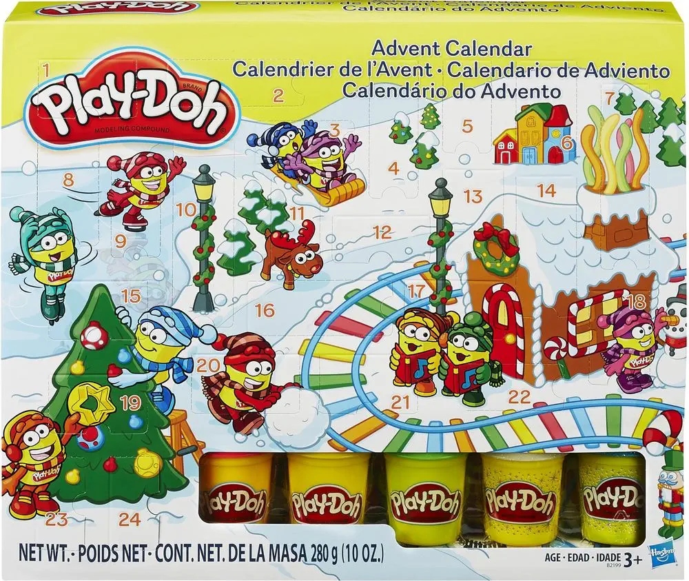 Адвент-календарь Play-Doh, 24 баночки массы для лепки, штампы и аксессуары, от 3 лет