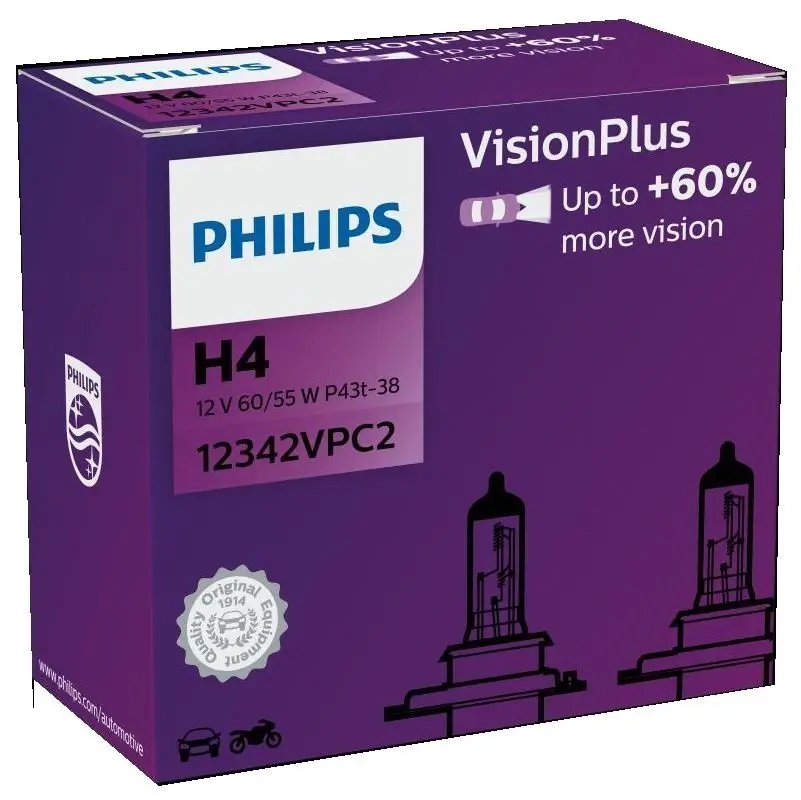 

Philips Zestaw Zarowek H4 12V 55W VISION+60% Kar 1